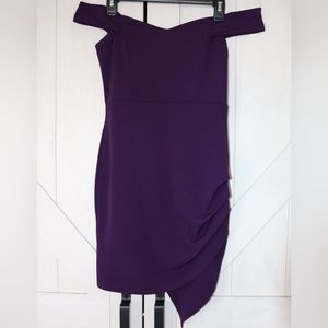 Windsor Mini Dress, purple, off the shoulder, Medium